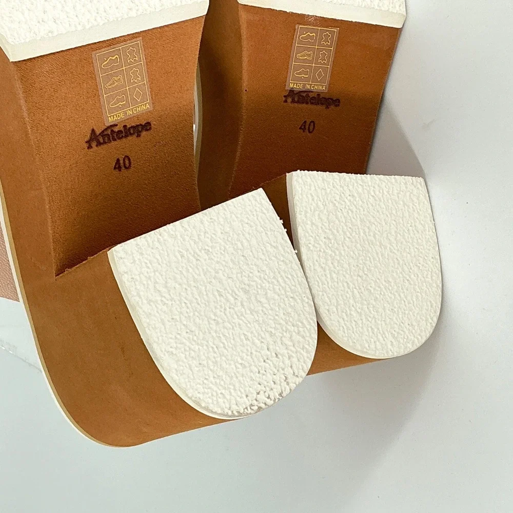 Antelope Size 40 US 9-9.5 Tan Nude Leather Chunky Platform Slide Sandal NEW $189